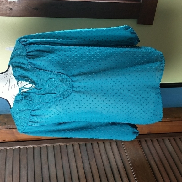 Matilda Jane blue green boho peasant top Woman's Size S NWOT - Picture 1 of 10